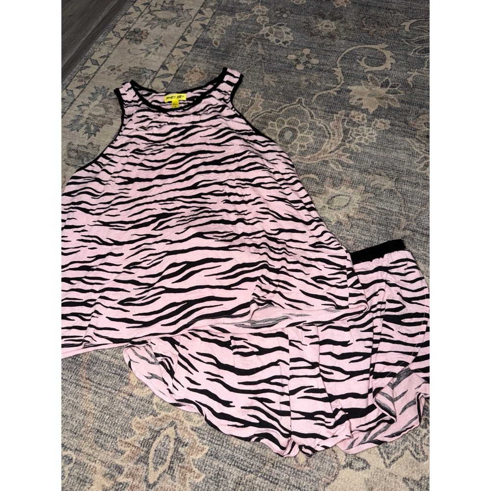 Pink Tiger Zebra Print Pajama Set Tank Top Shorts Bamboo